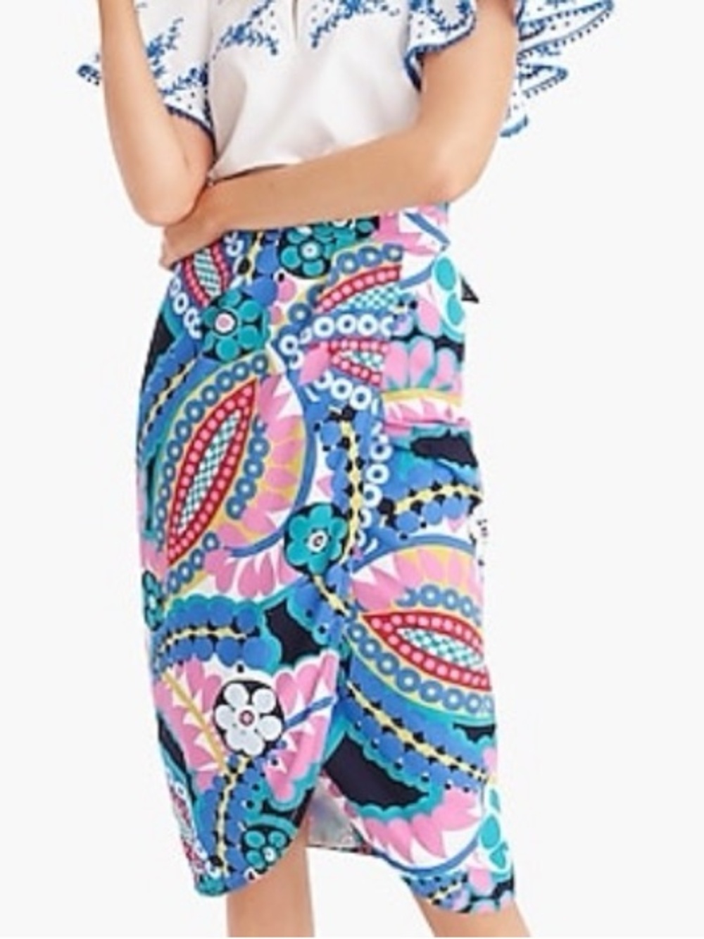 J.Crew Tie-Back Tulip Skirt in Ratti Kaleidoscope Floral